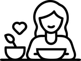 Woman enjoying a healthy breakfast with bokeh background copy space on left vector