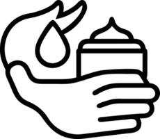 Woman applying hand cream on glossy background copy space on right vector
