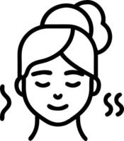 Woman enjoying a relaxing face steam with soft abstract background copy space on left vector