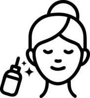 Woman applying face serum on plain background copy space on right vector