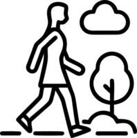 Woman enjoying a relaxing walk in the park copy space on right vector