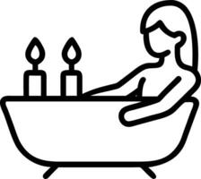 Woman enjoying a relaxing bath with candles copy space on left vector