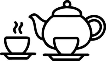image of a Chinese tea set with teapot and cups isolated on white background. vector