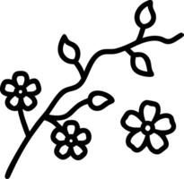 image of a Chinese peach blossom branch isolated on white background. vector