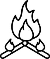 image of a campfire with marshmallows on sticks isolated on white background. vector