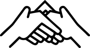 image of a handshake forming a mountain shape isolated on white background. vector