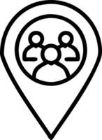 image of a map pin with group of people inside isolated on white background. vector