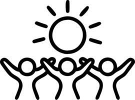 image of a sun with rays forming human figures isolated on white background. vector