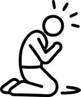 image of a person kneeling in prayer with a halo effect isolated on white background. vector