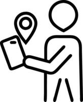 Traveler using smartphone navigation in foreign city with copy space vector