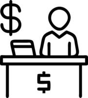 Travel agent reviewing trip budgets on glossy background vector