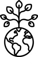 Tree made of coins with roots in a globe and copy space vector