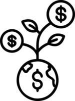 Tree made of coins with roots in a globe and copy space Set 2 vector