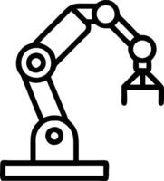 Technician installing automated robotic arm in high tech manufacturing plant vector