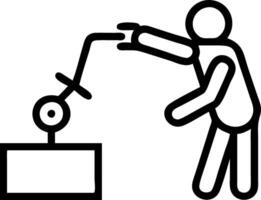 Technician maintaining automated assembly machine in sleek office environment Set 2 vector
