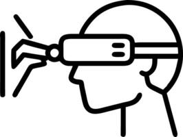 Technician using AR glasses to inspect machinery in factory vector