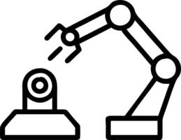 Technician programming robotic arm in high tech factory environment vector