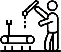 Technician repairing automated conveyor system in modern warehouse environment vector