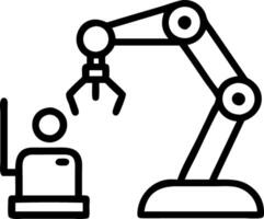Technician calibrating robotic arm vector