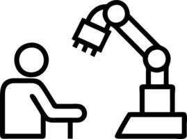 Technician programming industrial robot with copy space vector