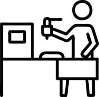 Technician programming CNC machine vector