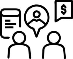 Tour guide calculating tour expenses with clients in a candid setting vector
