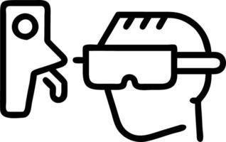Technician using augmented reality glasses in assembly line with copy space vector