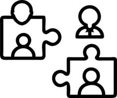 Transparent puzzle pieces with team icons isolated on white background vector