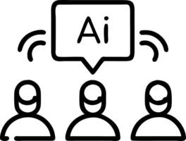 Team collaborating with AI virtual assistant in modern workspace copy space vector