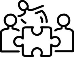 Team members assembling puzzle pieces with candid smiles soft abstract background copy space above. vector