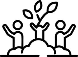 Team planting trees in corporate garden providing space for advertisement text Set 2 vector
