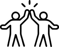 Team members high fiving after completing a puzzle candid photo copy space below. vector
