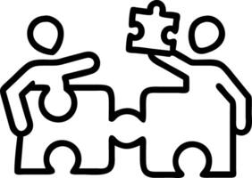 Team members laughing while assembling puzzle pieces in casual setting copy space on left. vector
