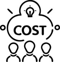 Team brainstorming cost saving ideas in collaborative workspace copy space vector
