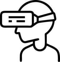 Student using VR headset in classroom with copy space vector