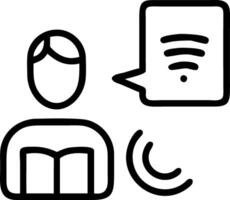 Student using voice assistant device while studying at home with copy space vector