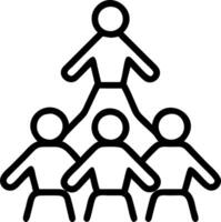 Soft abstract image of group forming a human pyramid with blue sky background copy space above vector
