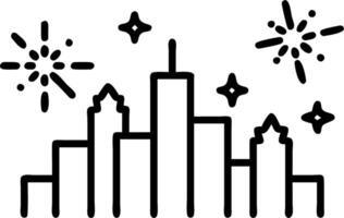 Soft abstract image of city skyline with fireworks and gentle bokeh copy space below vector