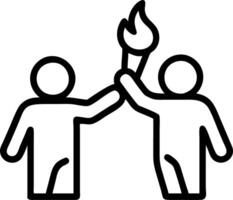 Soft abstract image of people passing a torch with warm glow and copy space above vector