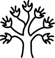 Soft abstract image of a tree with leaves made of handprints copy space above vector