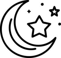 Soft abstract image of a crescent moon and star forming from particles with copy space on the side vector