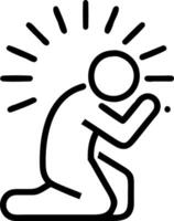 Soft abstract image of silhouettes kneeling in prayer with rays of light and copy space above vector