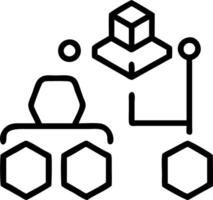 Software engineer building blockchain application with virtual blockchain flow displayed on screen vector