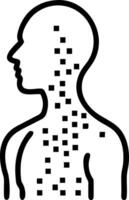 Soft abstract digital art of a human silhouette made of digital particles with bokeh effects and copy space symbolizing Science Fiction Day vector