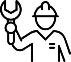 Silhouette of worker with wrench facing abstract factory vector