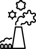 Silhouetted factory chimney emitting gears instead of smoke with copy space vector