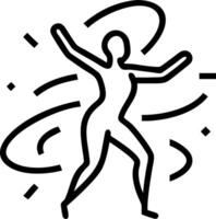 Silhouette of a dancer surrounded by swirling digital light trails on a soft background vector