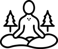 Silhouette of person meditating with bokeh forest background vector