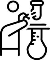 Scientist in lab analyzing test tube results using AI software vector