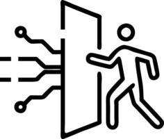 Silhouette stepping into a digital portal with abstract light effects vector